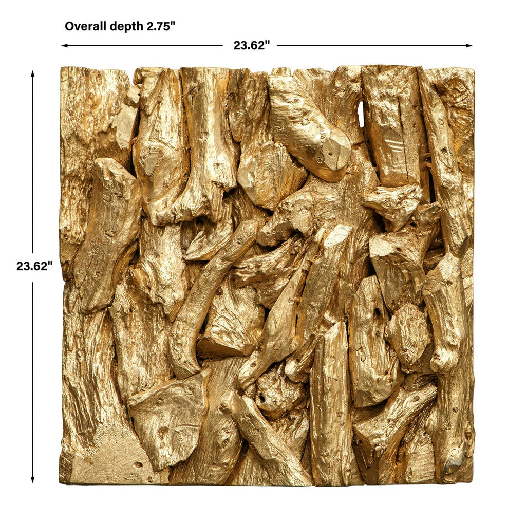 Rio Gold Wood Wall Décor - Bombay Mercantile