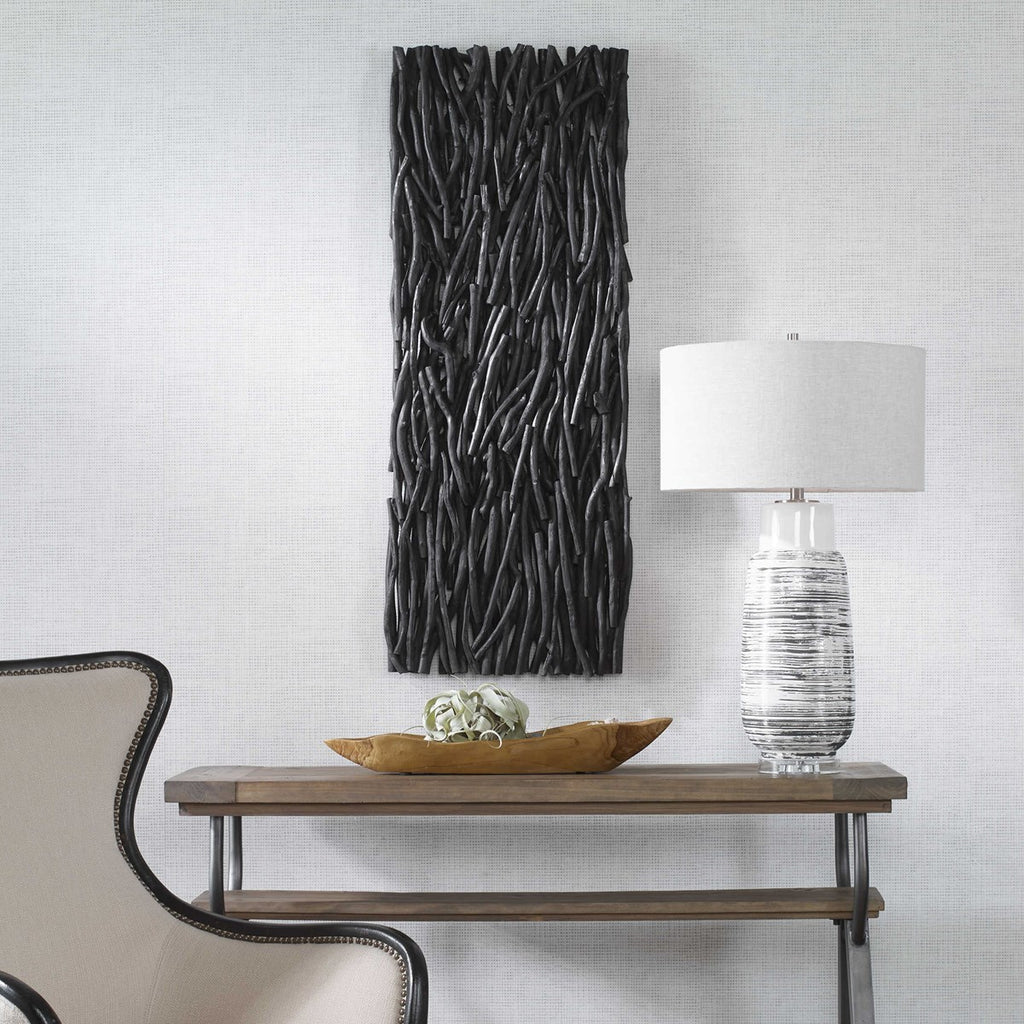 Gathered Teak Black Wood Wall Decor - Bombay Mercantile