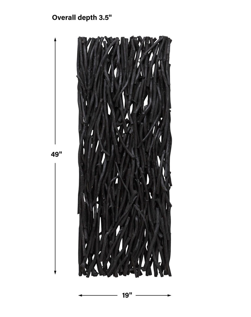 Gathered Teak Black Wood Wall Decor - Bombay Mercantile