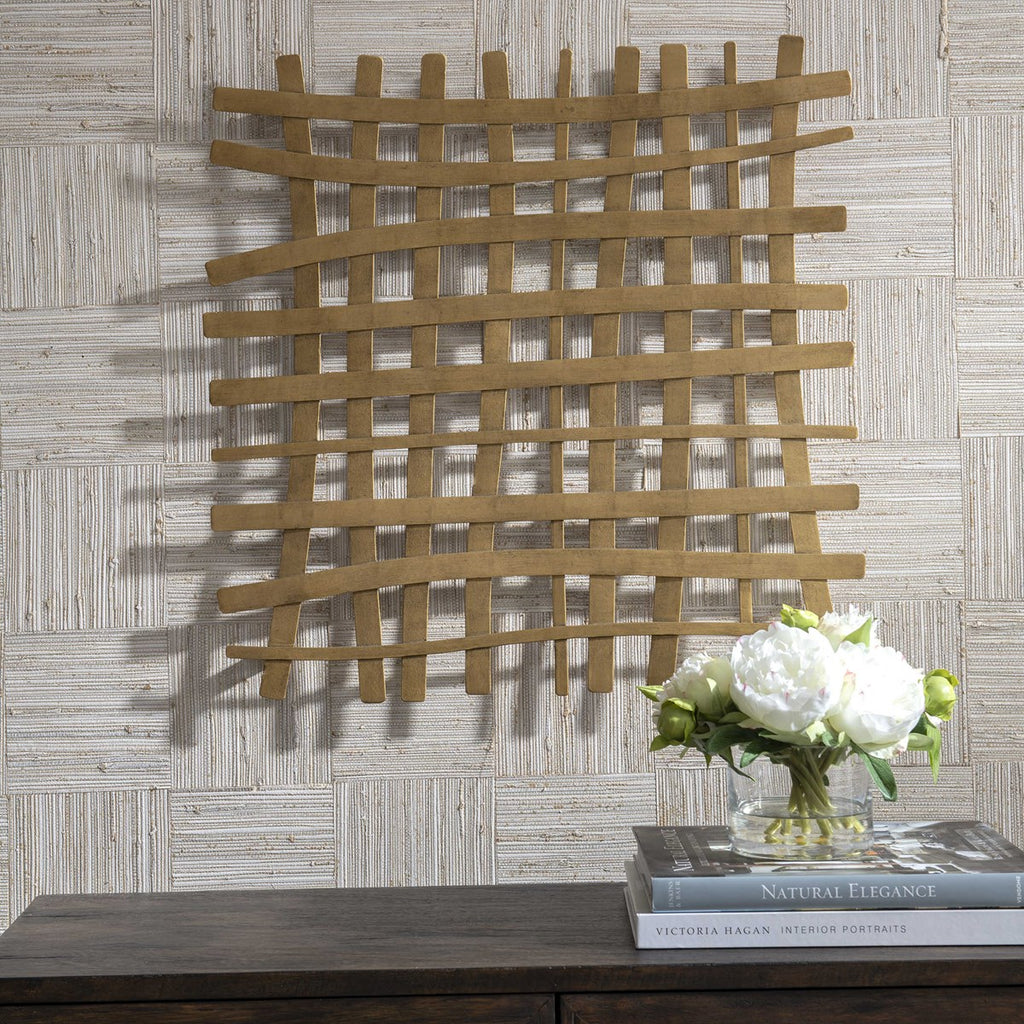 Gridlines Gold Metal Wall Decor - Bombay Mercantile