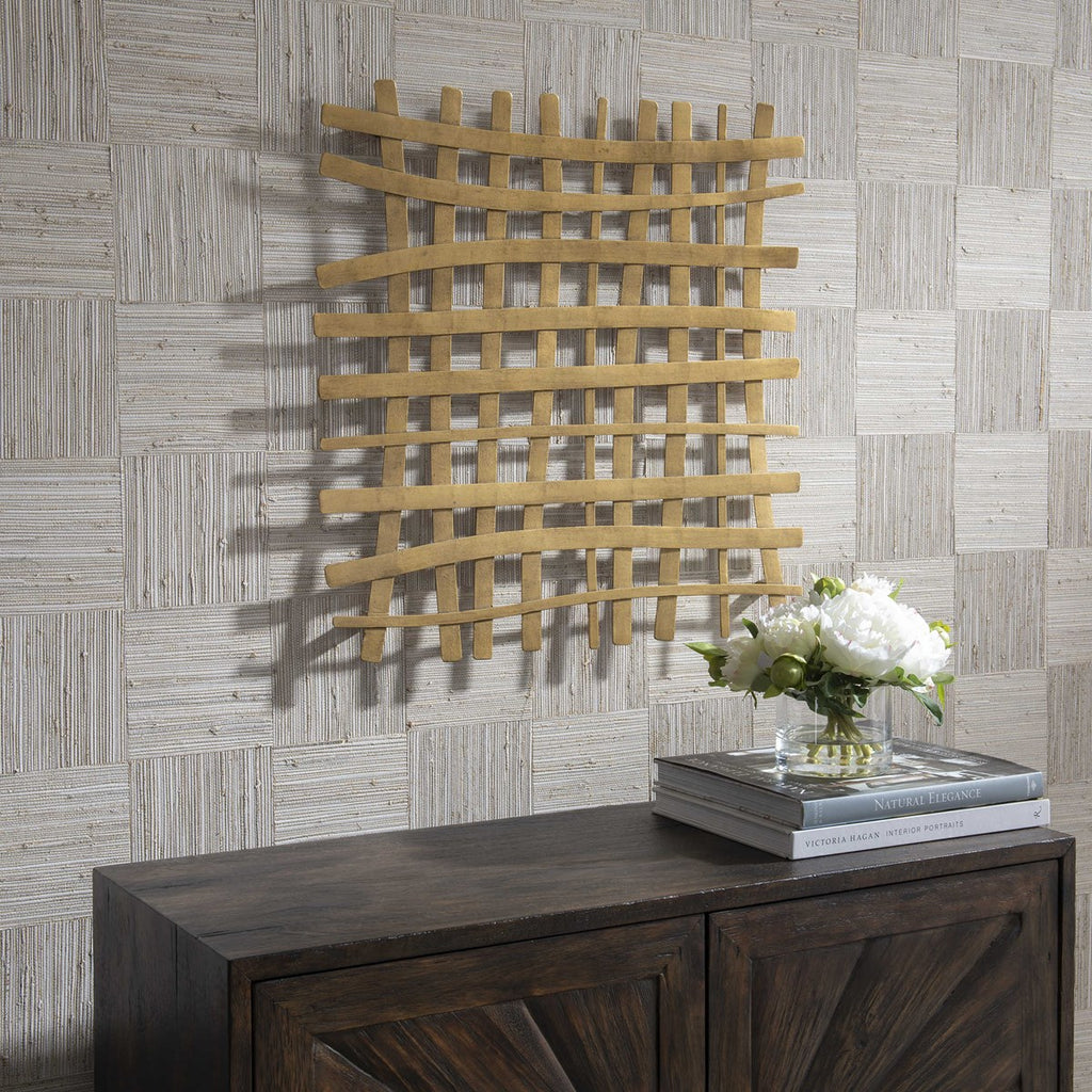 Gridlines Gold Metal Wall Decor - Bombay Mercantile