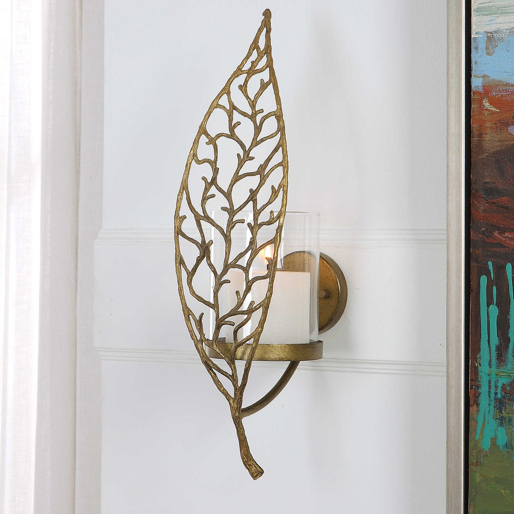 Woodland Treasure Gold Candle Sconce - Bombay Mercantile