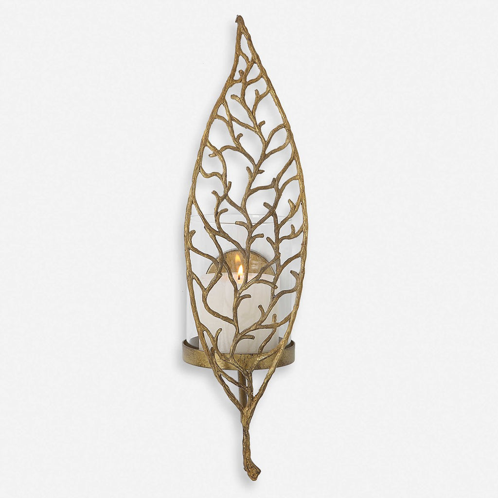 Woodland Treasure Gold Candle Sconce - Bombay Mercantile