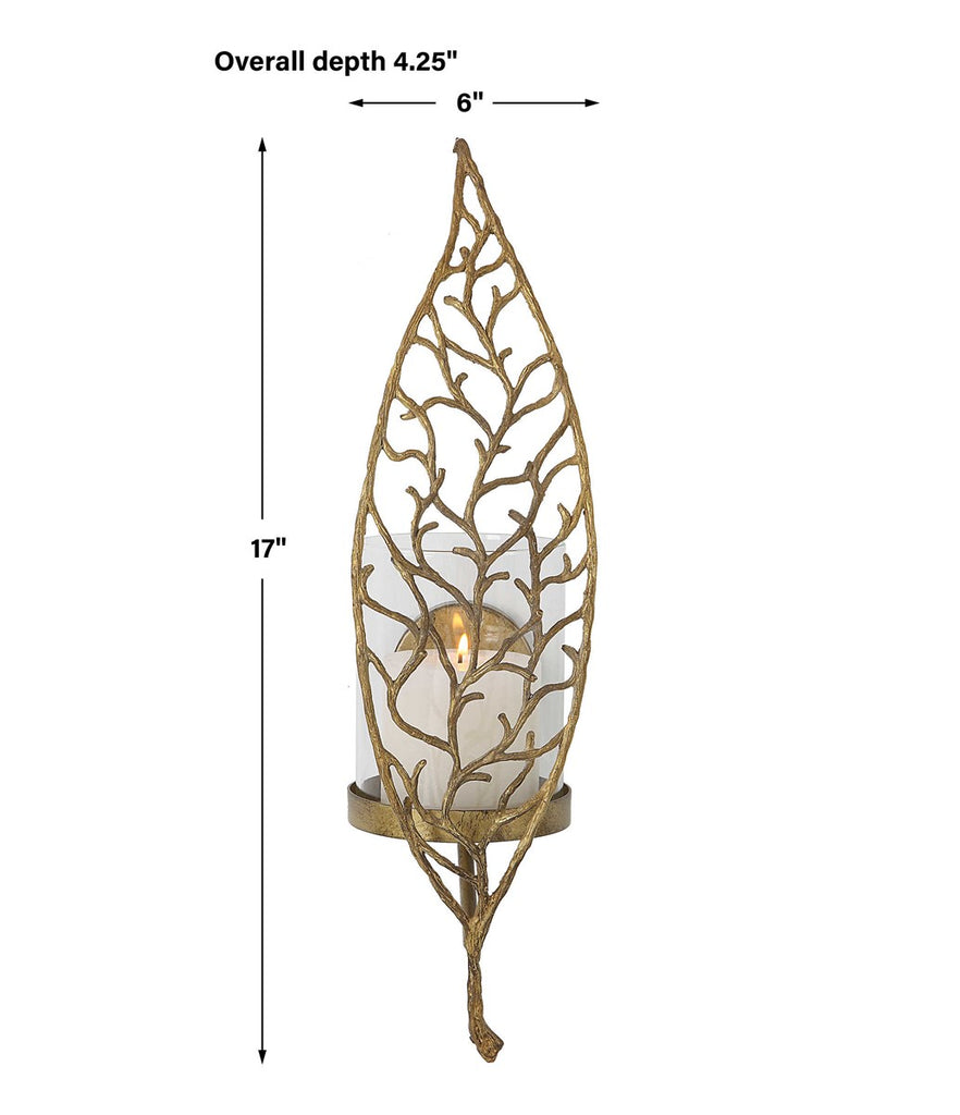 Woodland Treasure Gold Candle Sconce - Bombay Mercantile
