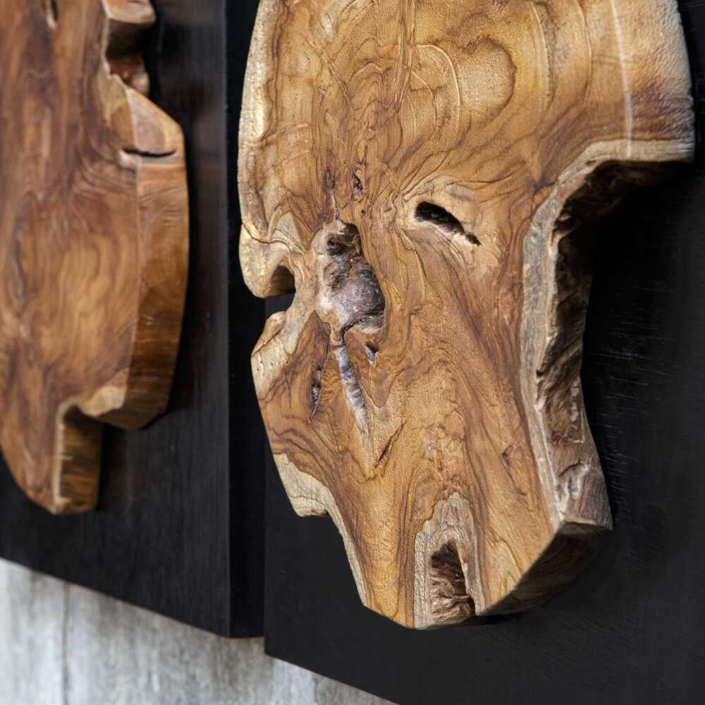 Kolini Teak Wood Wall Decor, Set of 3 - Bombay Mercantile