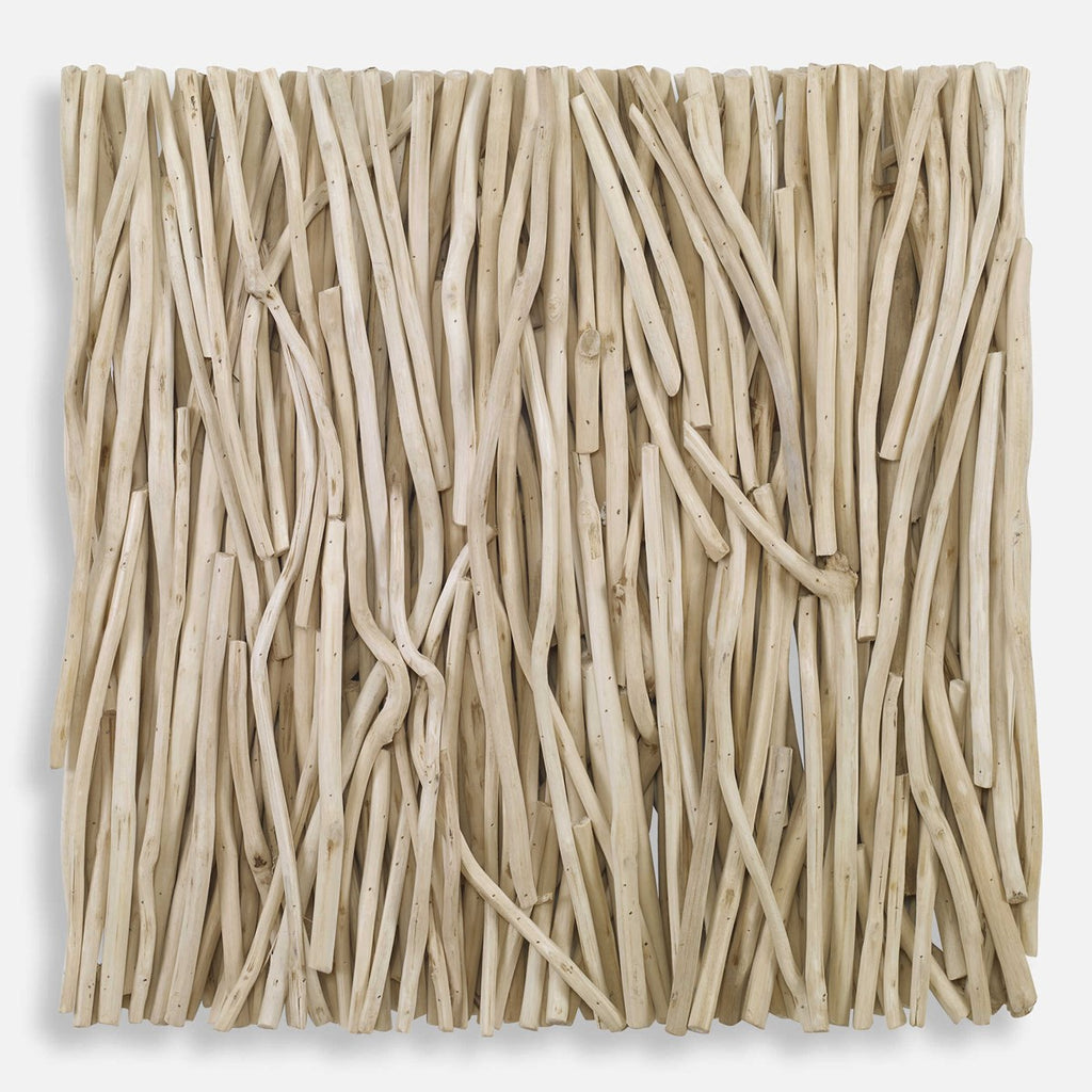 Gathered Teak Square Bleached Wood Wall Decor - Bombay Mercantile
