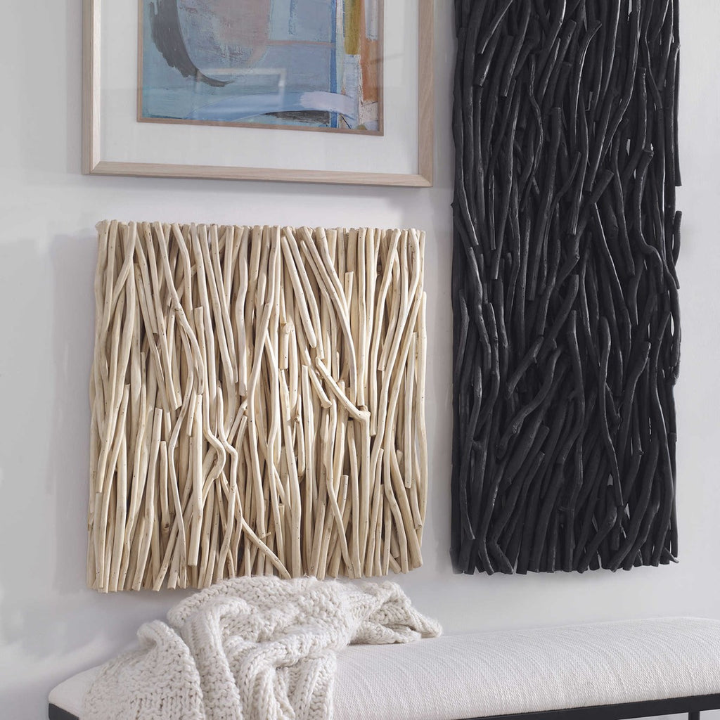 Gathered Teak Square Bleached Wood Wall Decor - Bombay Mercantile