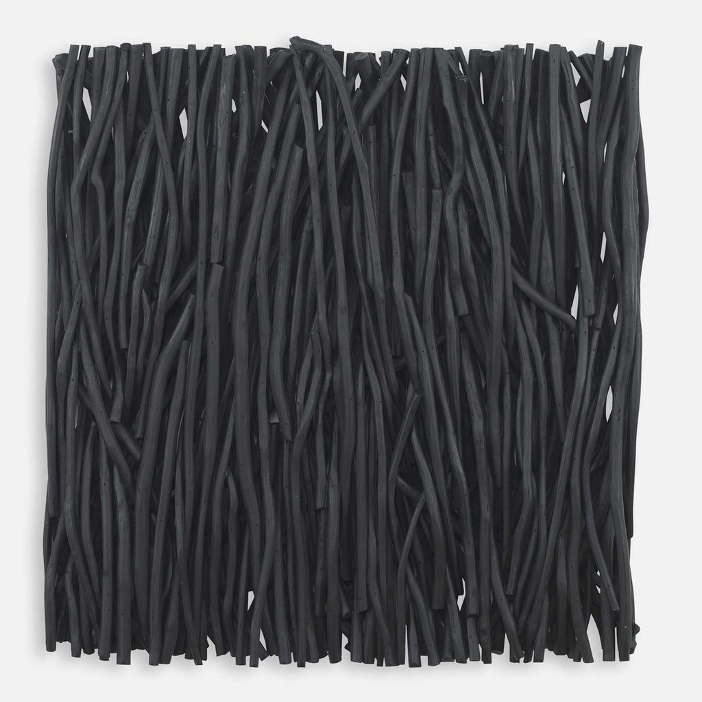 Gathered Teak Square Black Wood Wall Decor - Bombay Mercantile