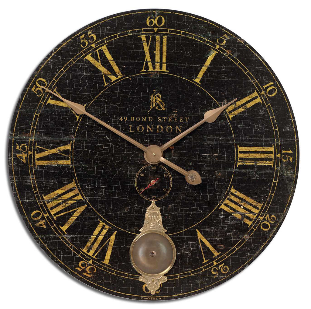 Bond Street 30" Black Wall Clock - Bombay Mercantile