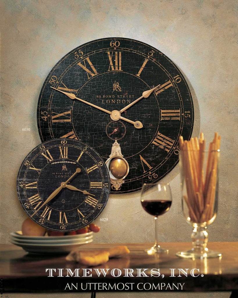 Bond Street 30" Black Wall Clock - Bombay Mercantile