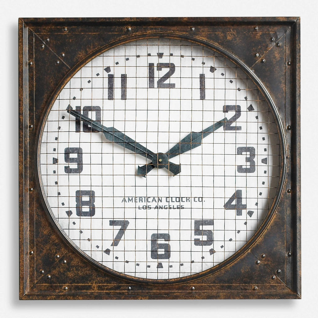 Warehouse Wall Clock With Grill - Bombay Mercantile