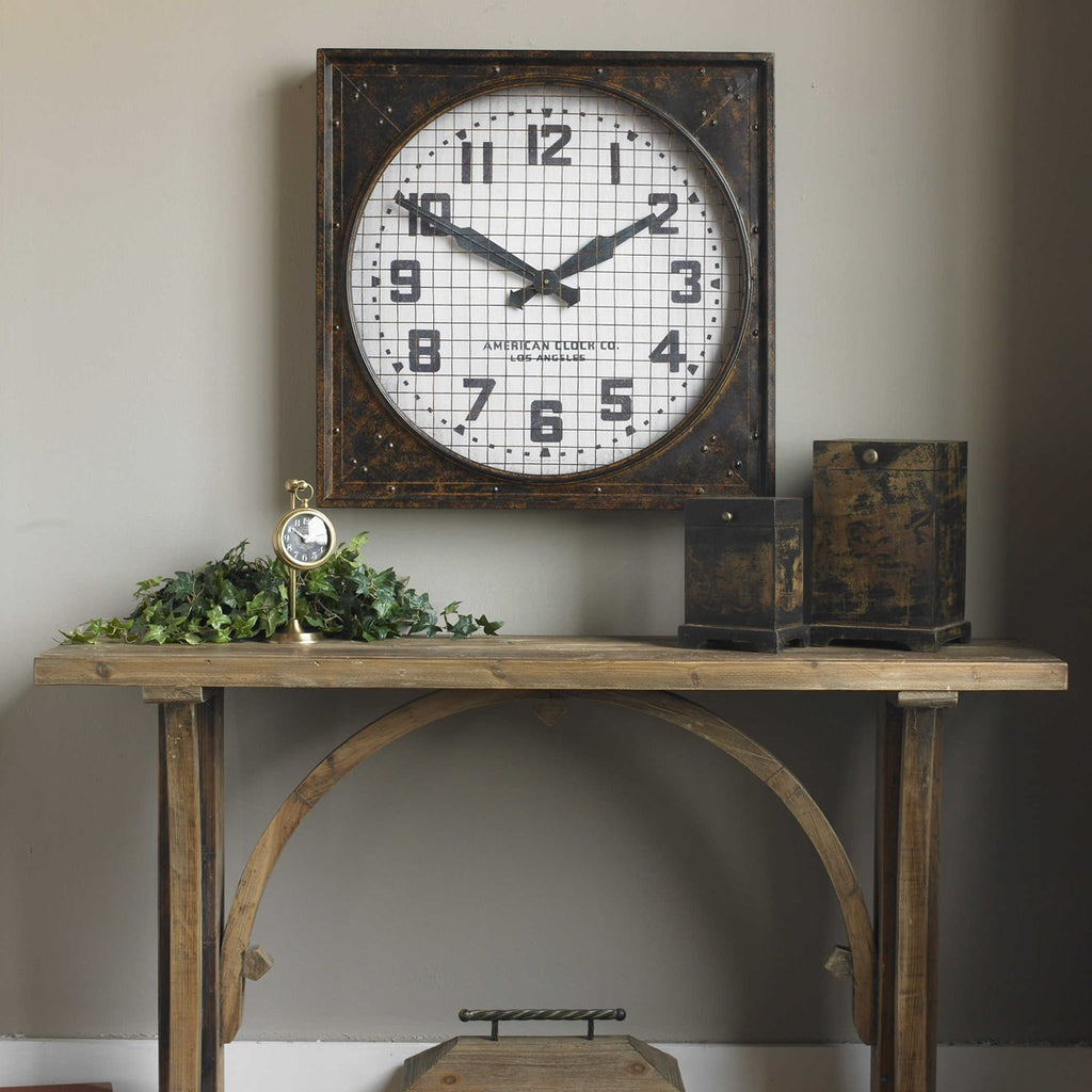 Warehouse Wall Clock With Grill - Bombay Mercantile