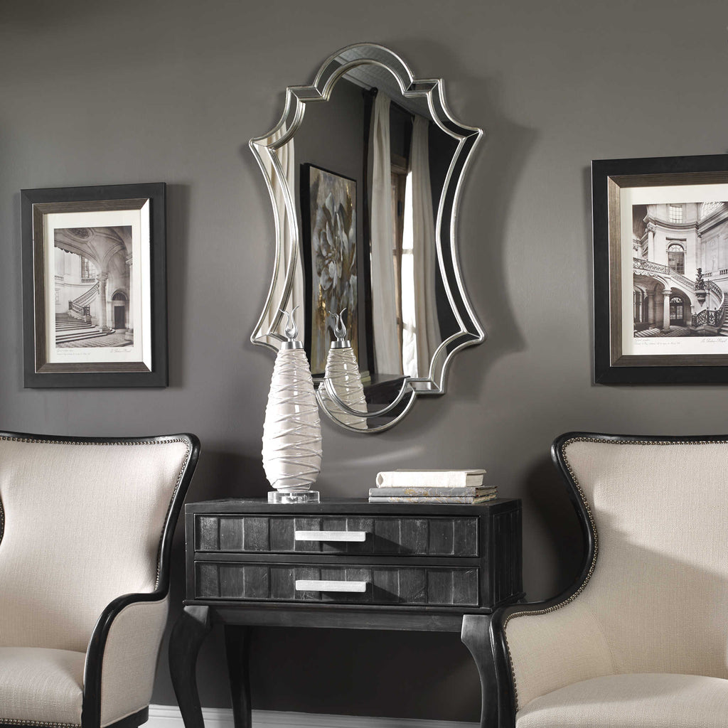 Elara Antiqued Silver Wall Mirror - Bombay Mercantile