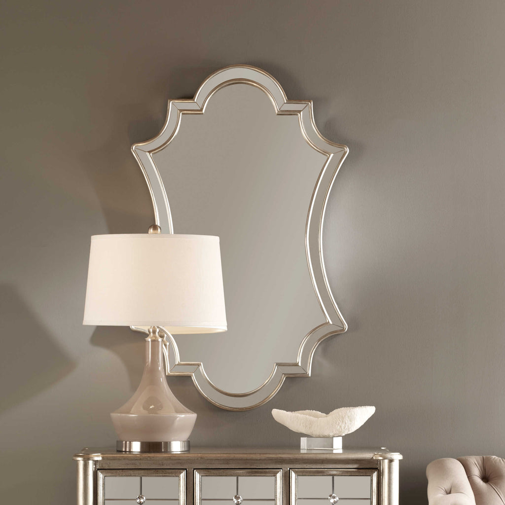 Elara Antiqued Silver Wall Mirror - Bombay Mercantile