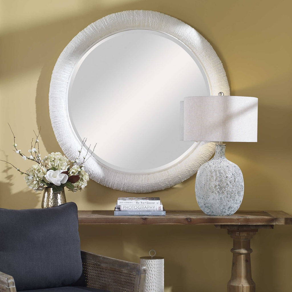 Mariner White Round Mirror - Bombay Mercantile