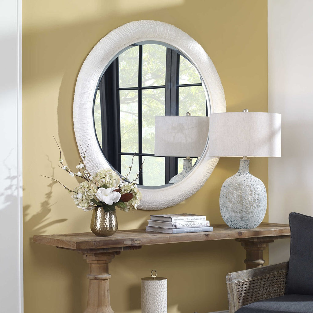 Mariner White Round Mirror - Bombay Mercantile