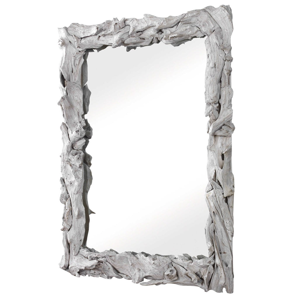 Rio Whitewash Teak Mirror - Bombay Mercantile