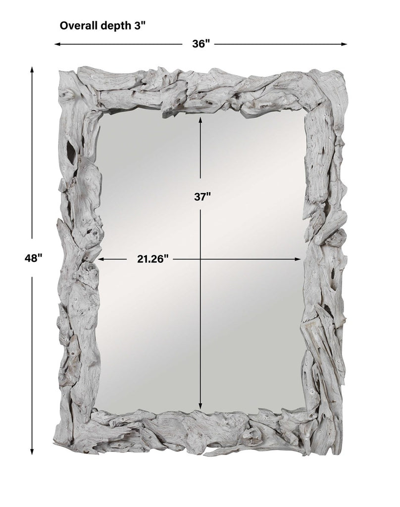 Rio Whitewash Teak Mirror - Bombay Mercantile