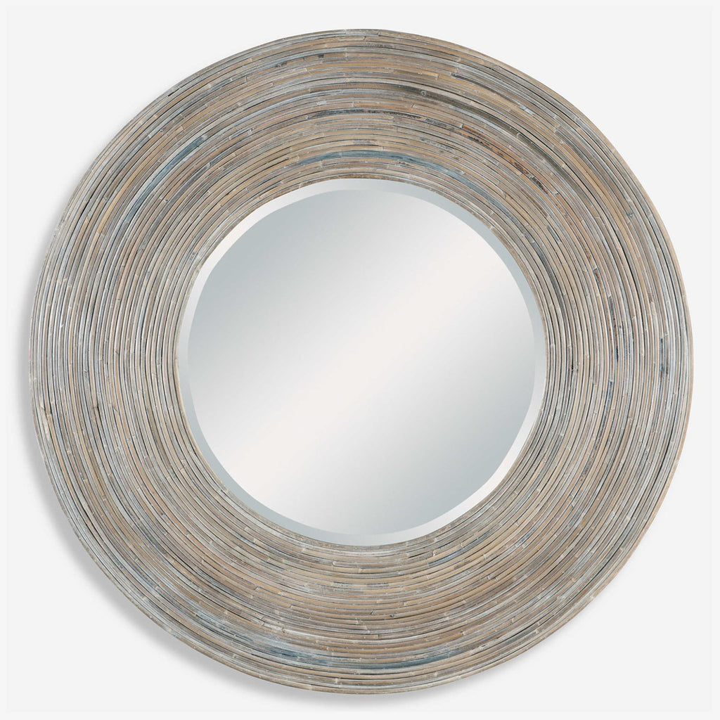 Vortex White Washed Round Mirror - Bombay Mercantile