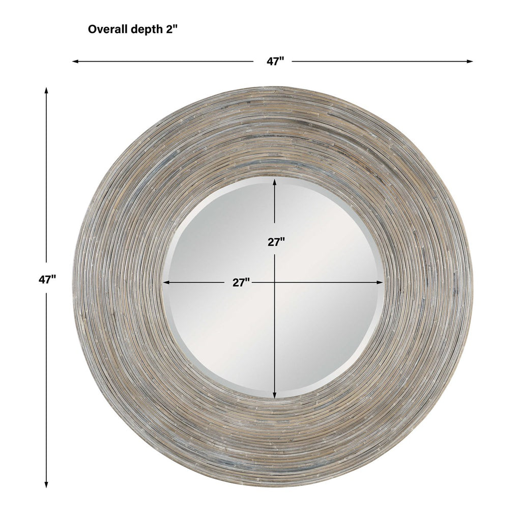 Vortex White Washed Round Mirror - Bombay Mercantile