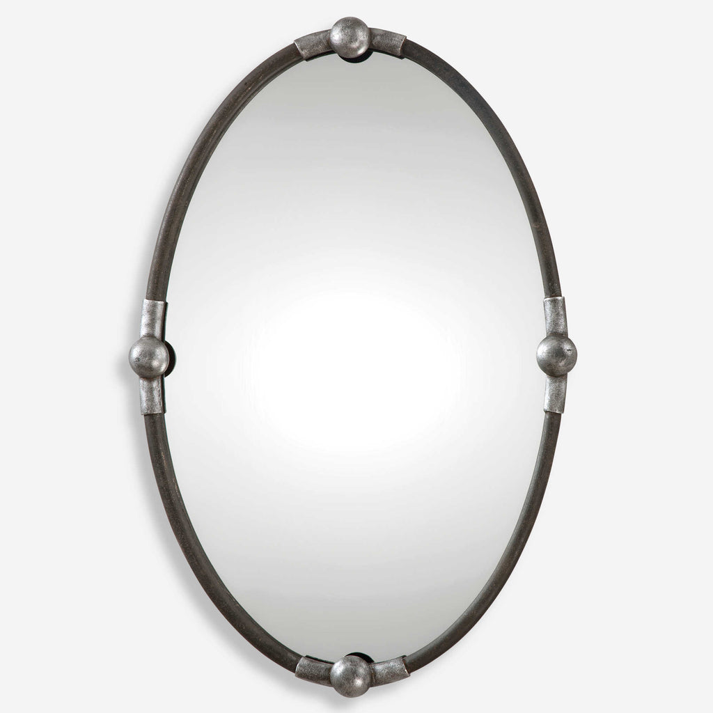 Carrick Black Oval Mirror - Bombay Mercantile