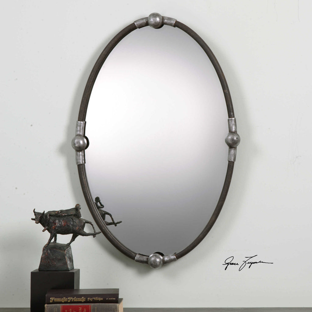 Carrick Black Oval Mirror - Bombay Mercantile