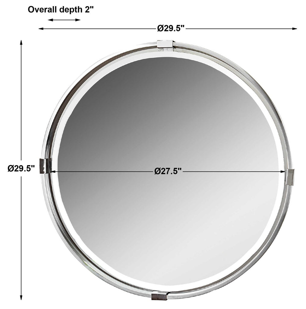 Tazlina Brushed Nickel Round Mirror - Bombay Mercantile