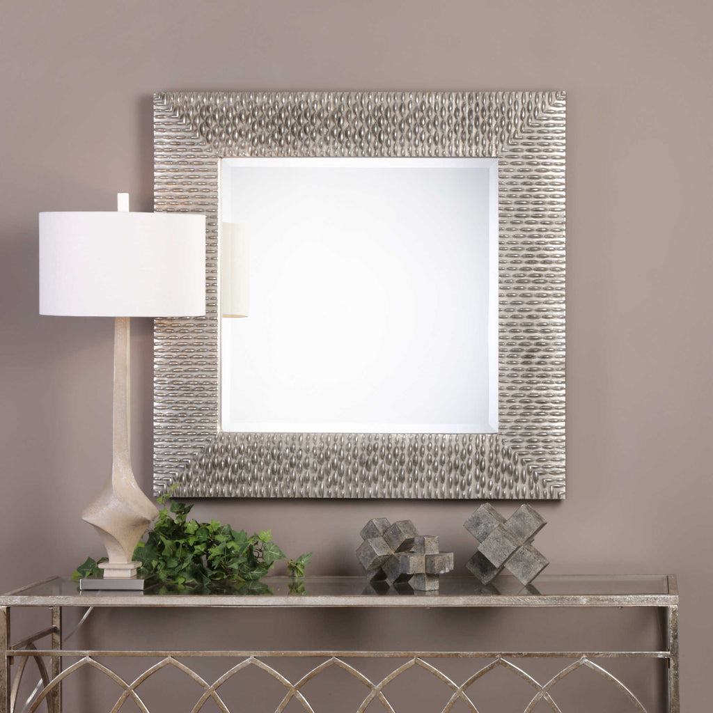 Cressida Distressed Silver Square Mirror - Bombay Mercantile