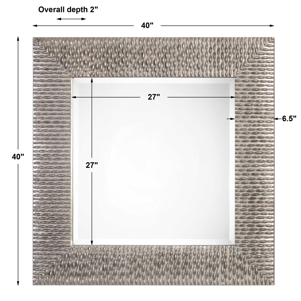 Cressida Distressed Silver Square Mirror - Bombay Mercantile