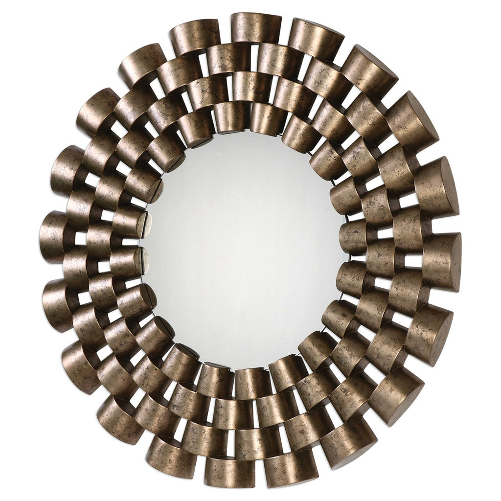 Taurion Silver Leaf Round Mirror - Bombay Mercantile