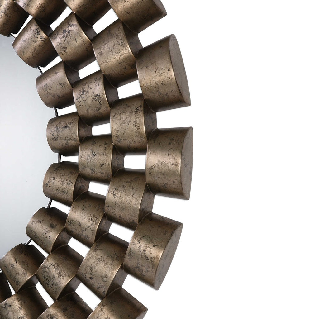 Taurion Silver Leaf Round Mirror - Bombay Mercantile