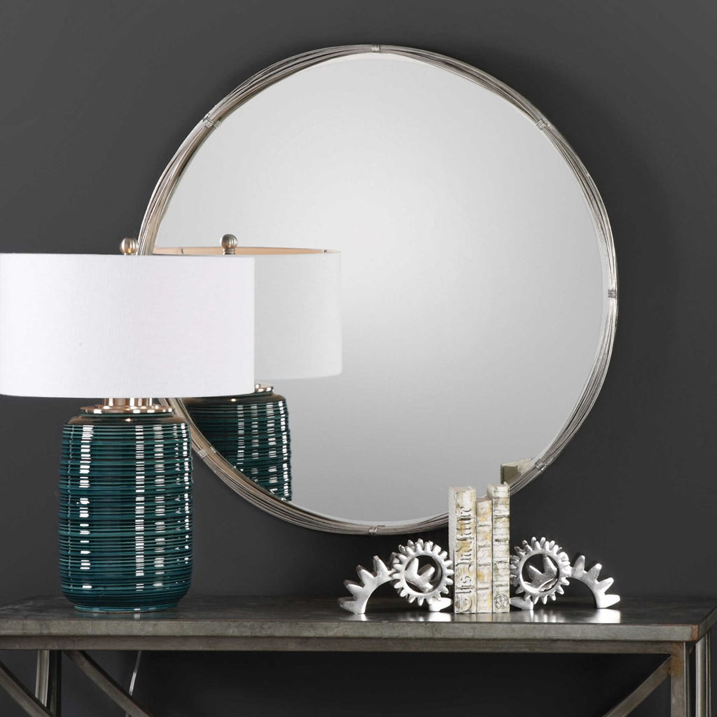 Ohmer Round Metal Coils Mirror - Bombay Mercantile