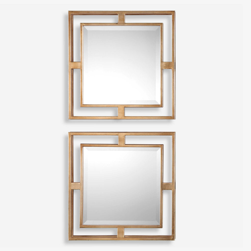 Allick Gold Square Mirrors Set of 2 - Bombay Mercantile
