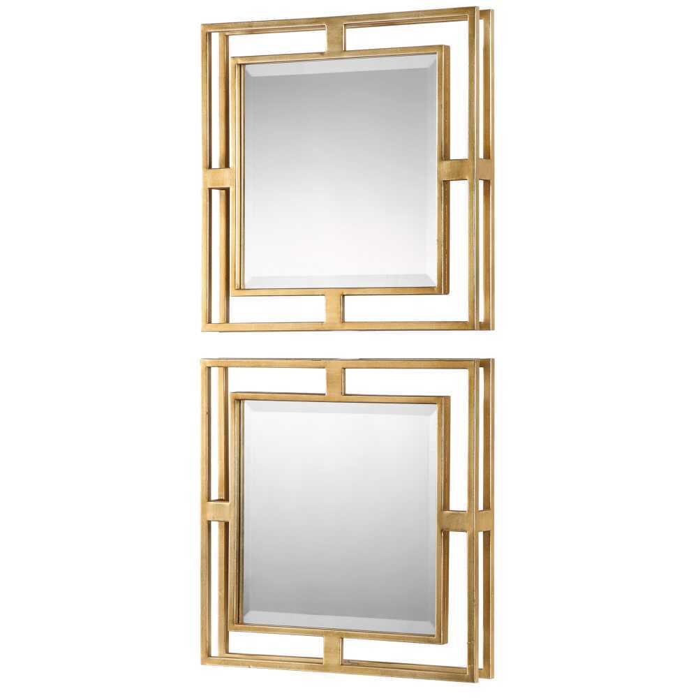 Allick Gold Square Mirrors Set of 2 - Bombay Mercantile