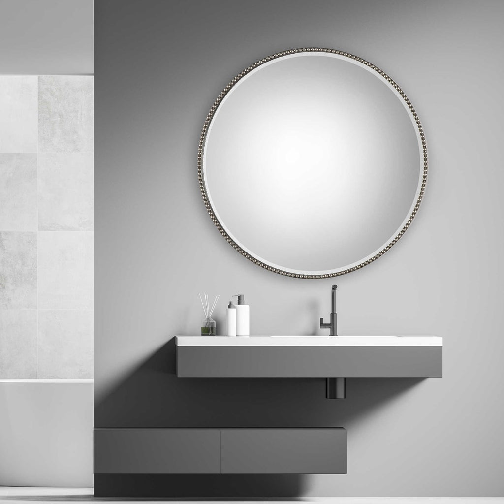 Stefania Beaded Round Mirror - Bombay Mercantile