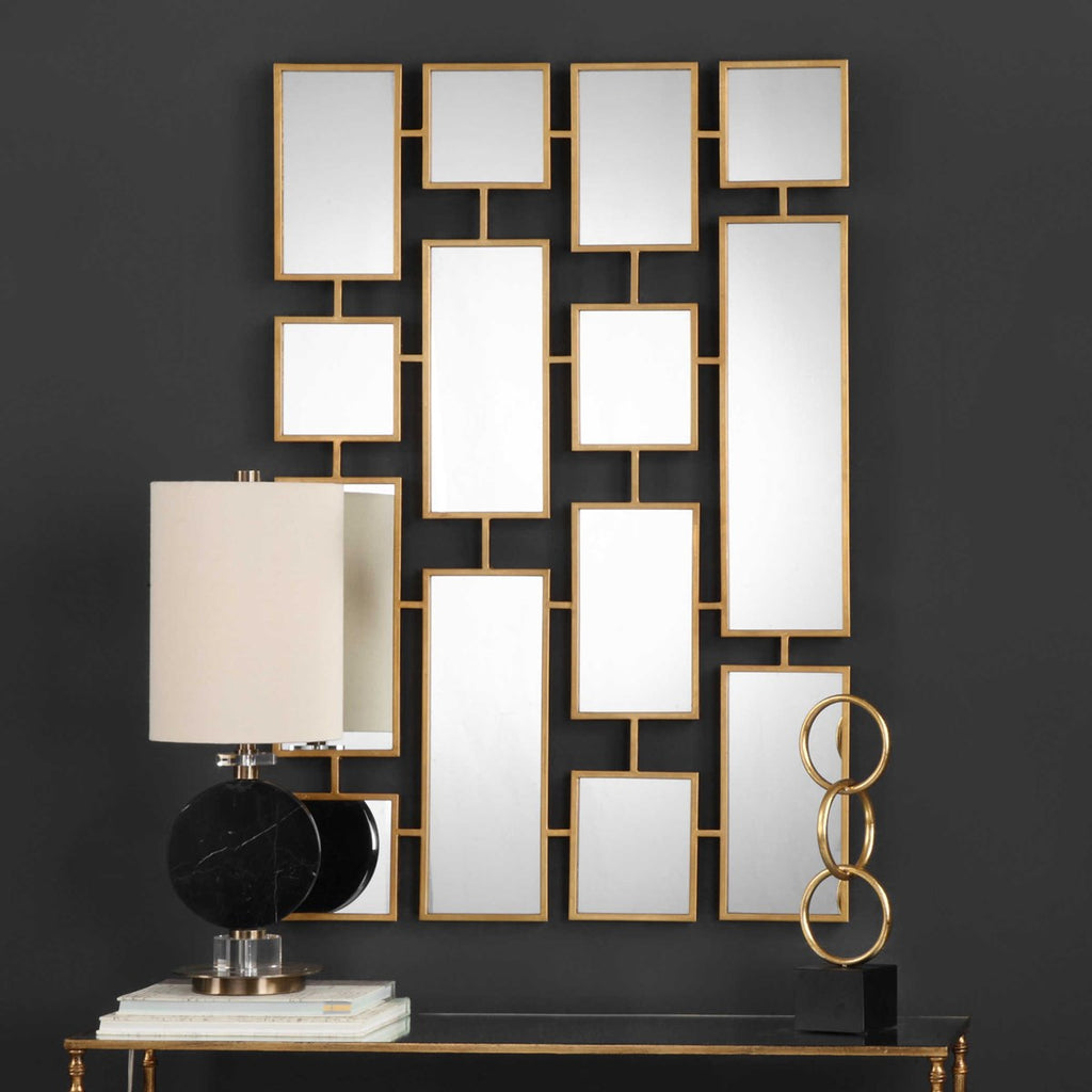 Kennon Forged Gold Rectangles Mirror - Bombay Mercantile
