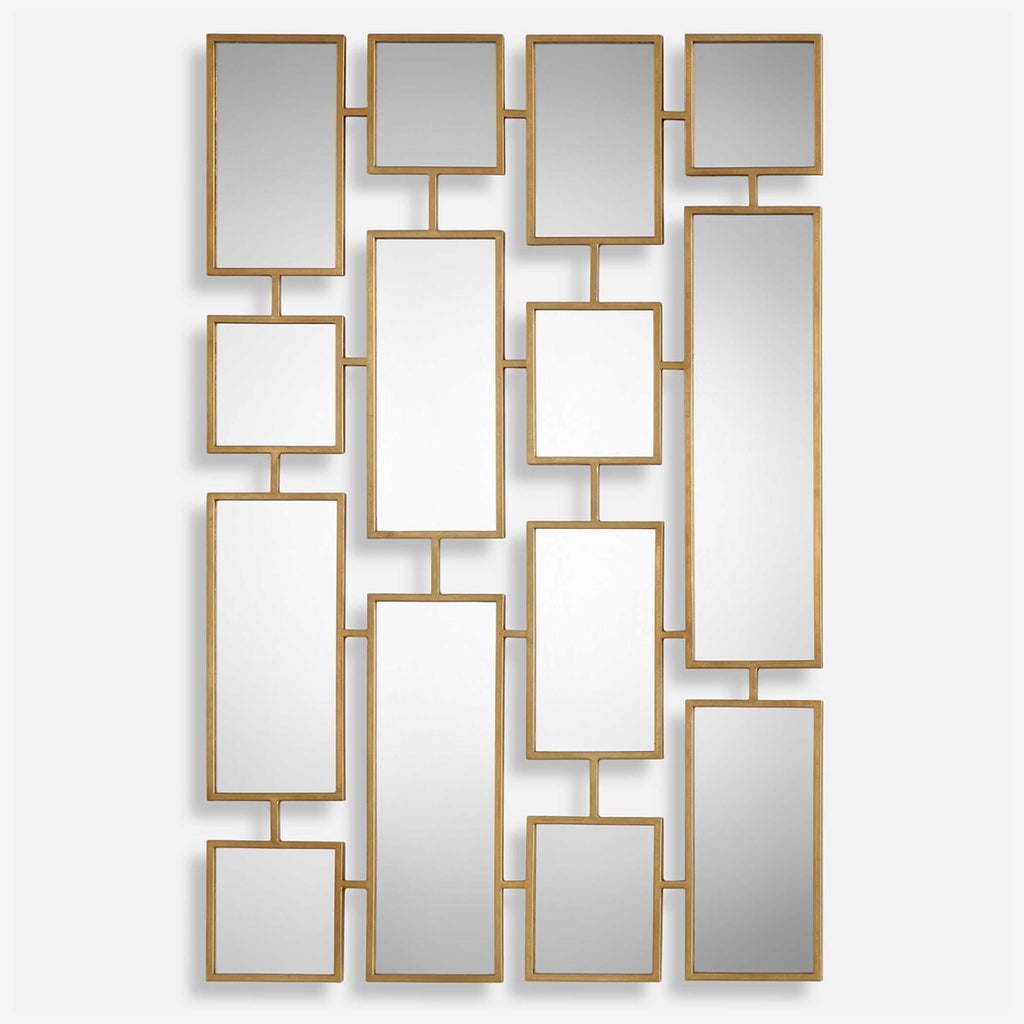 Kennon Forged Gold Rectangles Mirror - Bombay Mercantile