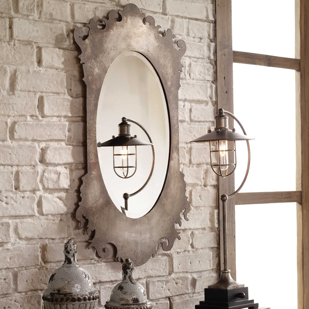 Vitravo Oxidized Silver Oval Mirror - Bombay Mercantile