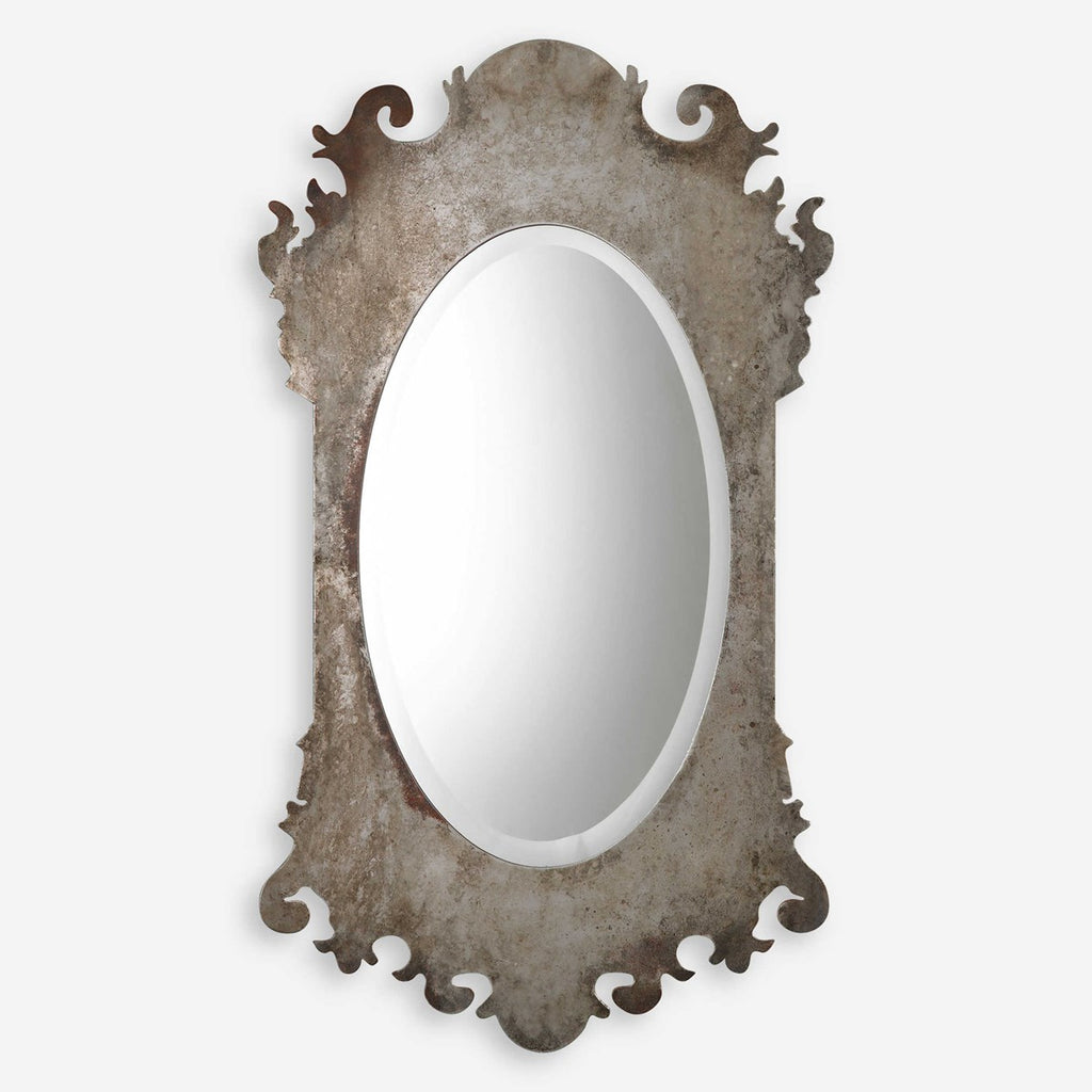 Vitravo Oxidized Silver Oval Mirror - Bombay Mercantile