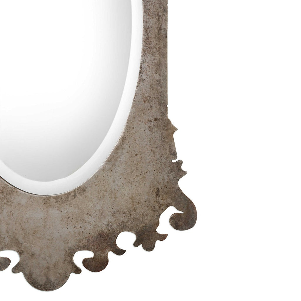Vitravo Oxidized Silver Oval Mirror - Bombay Mercantile