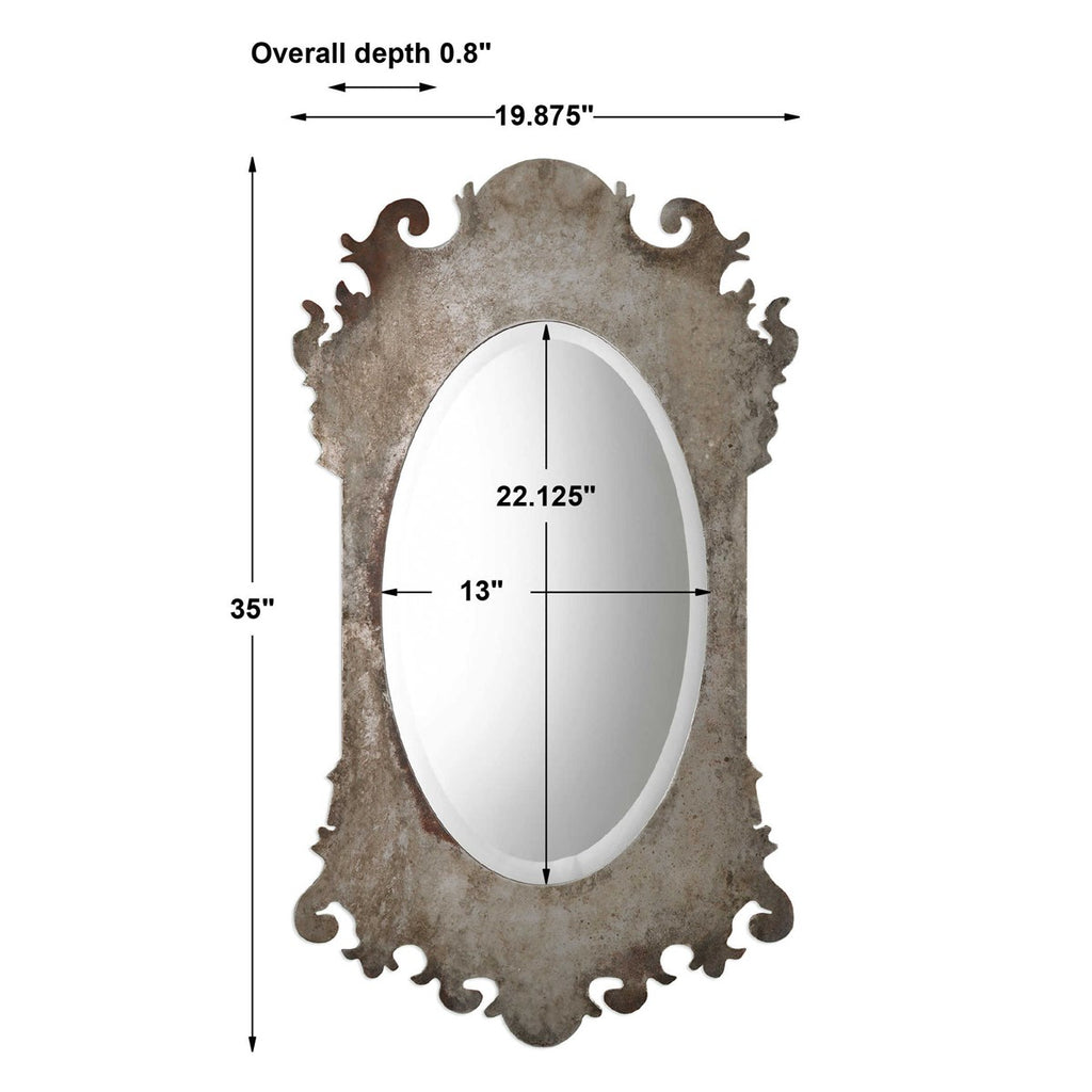 Vitravo Oxidized Silver Oval Mirror - Bombay Mercantile