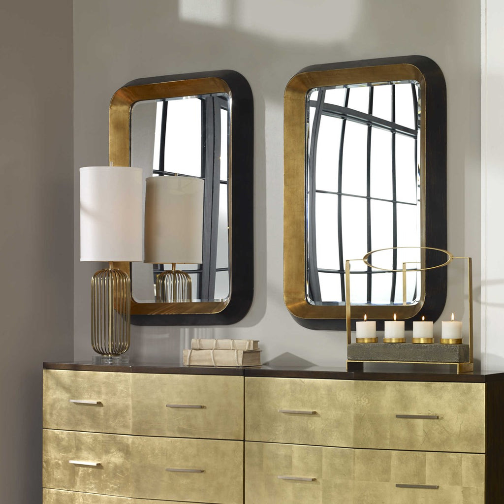 Niva Metallic Gold Wall Mirror - Bombay Mercantile