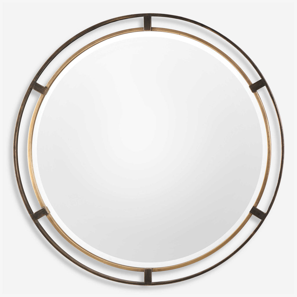 Carrizo Bronze Round Mirror - Bombay Mercantile