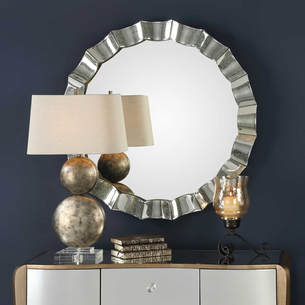 Sabino Scalloped Round Mirror - Bombay Mercantile