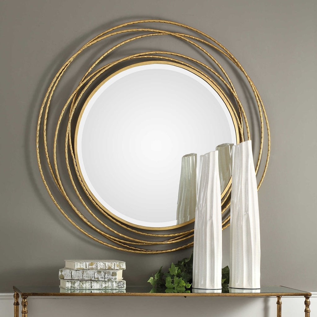 Whirlwind Gold Round Mirror - Bombay Mercantile