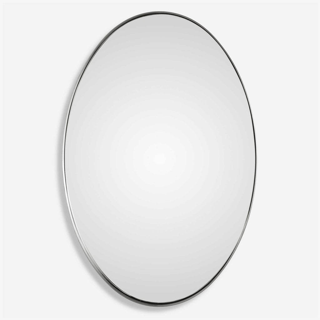 Pursley Brushed Nickel Oval Mirror - Bombay Mercantile