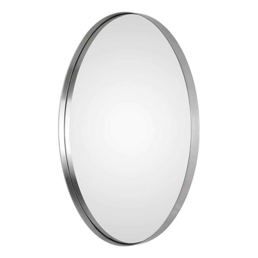 Pursley Brushed Nickel Oval Mirror - Bombay Mercantile