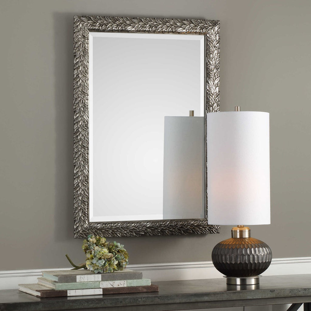Evelina Silver Leaves Mirror - Bombay Mercantile