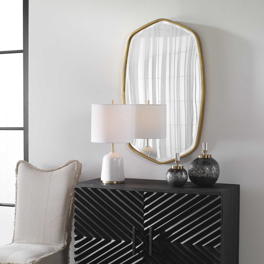 Duronia Antiqued Gold Mirror - Bombay Mercantile