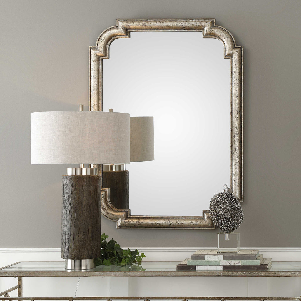 Calanna Antique Silver Mirror - Bombay Mercantile